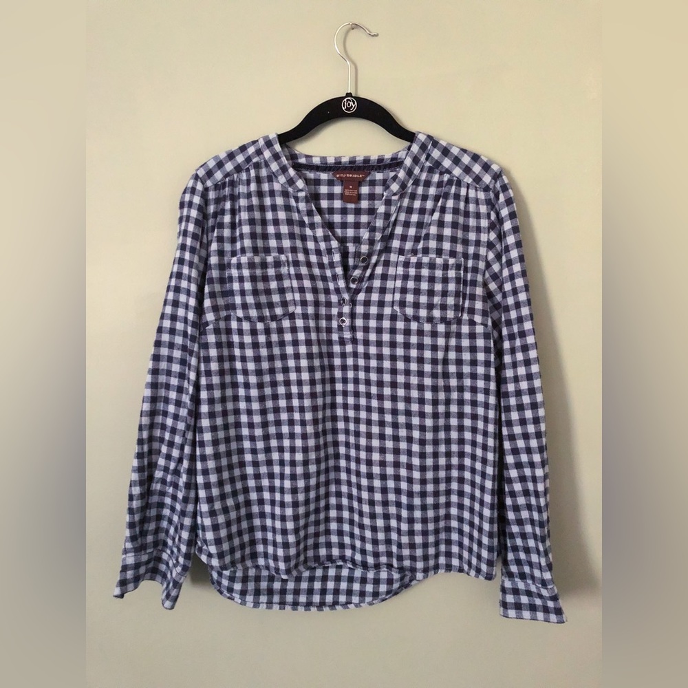 Bit & Bridle | Long-Sleeve Blue Plaid Cotton Shirt